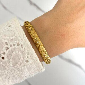 SKU:0030 vintage vibe gold bracelet With sun moon stars and zircon stones